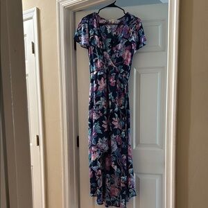 Nine Britton Floral High Low Dress - Navy and Pink